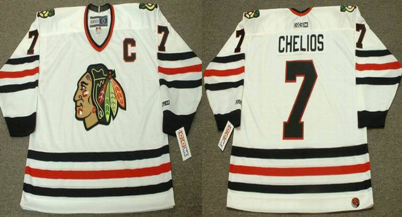 2019 Men Chicago Blackhawks #7 Chelios white CCM NHL jerseys->chicago blackhawks->NHL Jersey